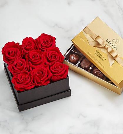 Magnificent Roses® Preserved Red Roses & Godiva®